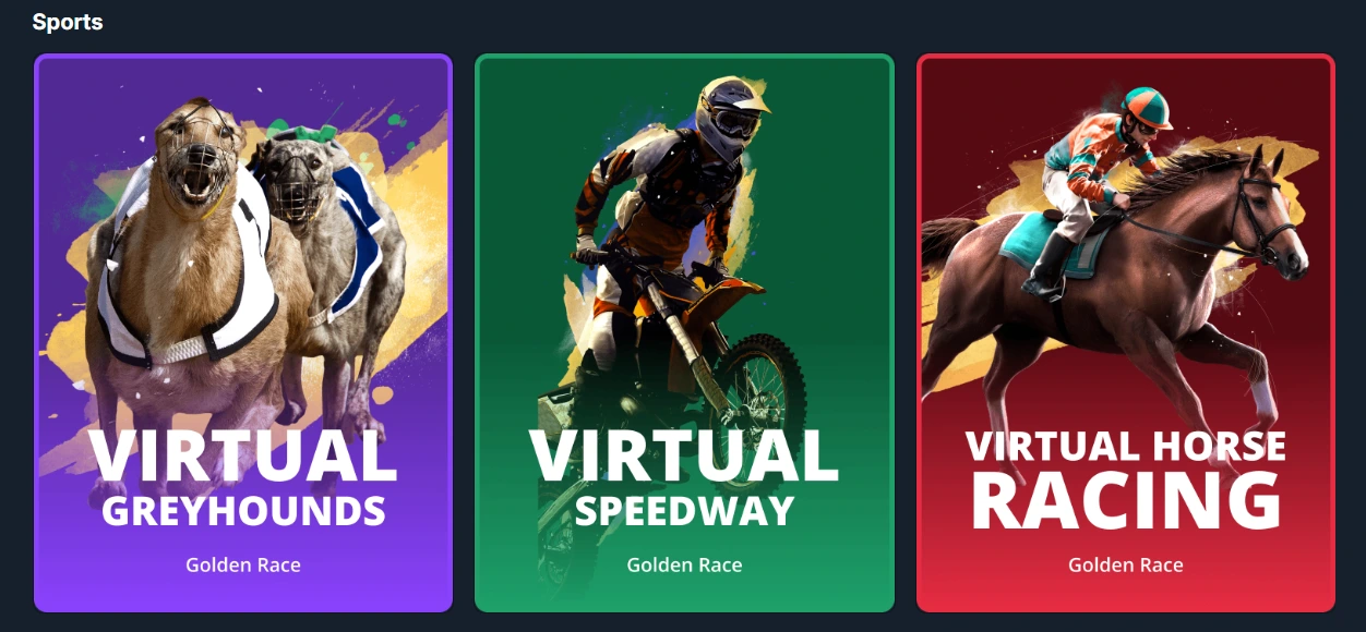 Virtual Greyhounds, Virtual Speedway and Virtual Horse Racing